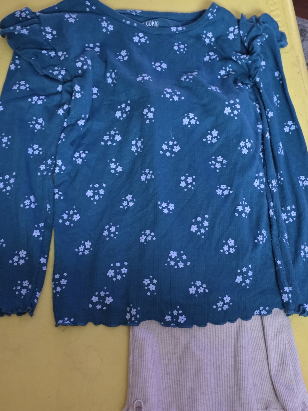 Floral Long Sleeve Top and Ribbed Flare Leggings Set